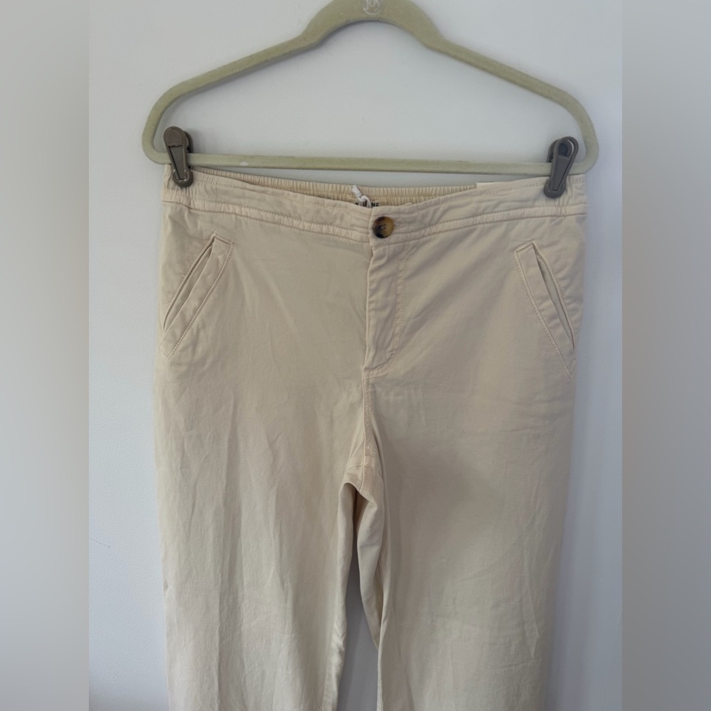 Marine Layer Cream High-Rise Wide Leg Cropped Pants - Picture 4 of 10